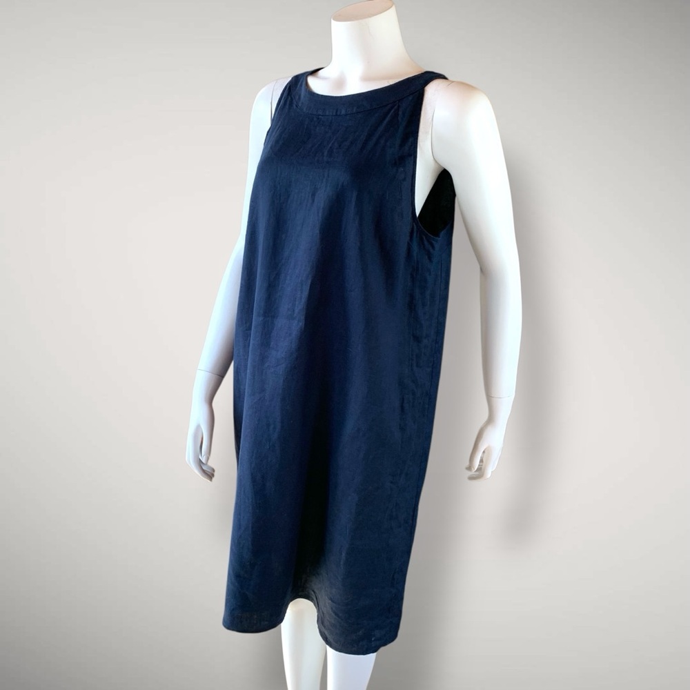 J Jill navy blue pure linen dress size large - Picture 8 of 8